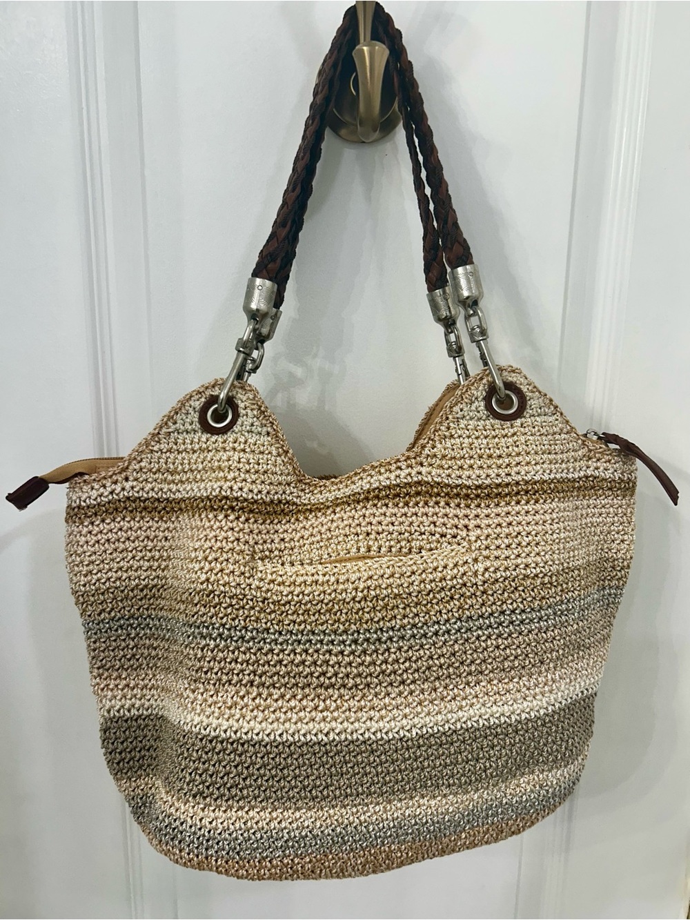 The Sak NEW!!!! Indio Crochet Satchel, Sand Stripe NWOT!!!!! - Picture 6 of 9